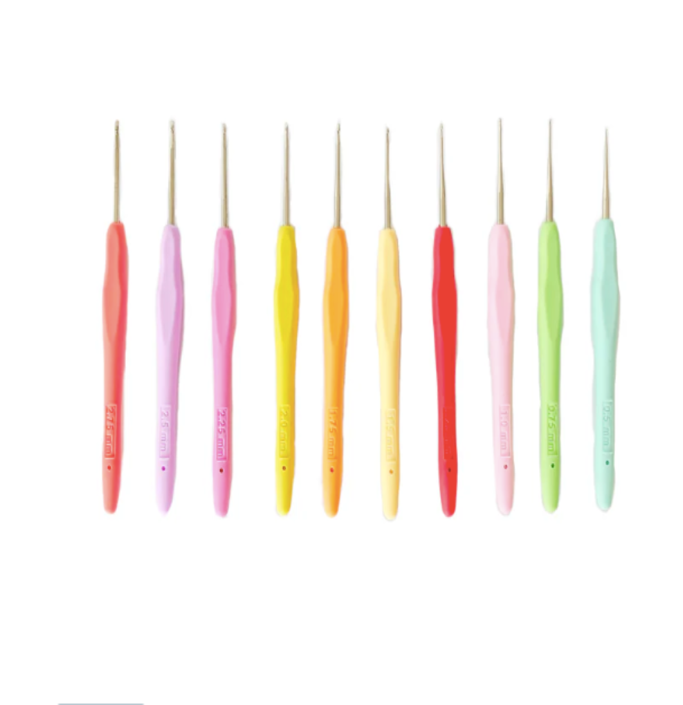 Set de agujas de crochet finas con mango de silicona